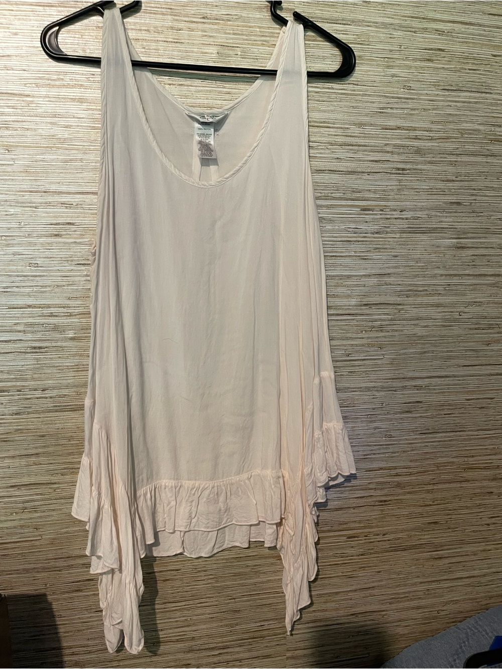 Hard Tail Pale Pink Ruffle Hem Tank Top